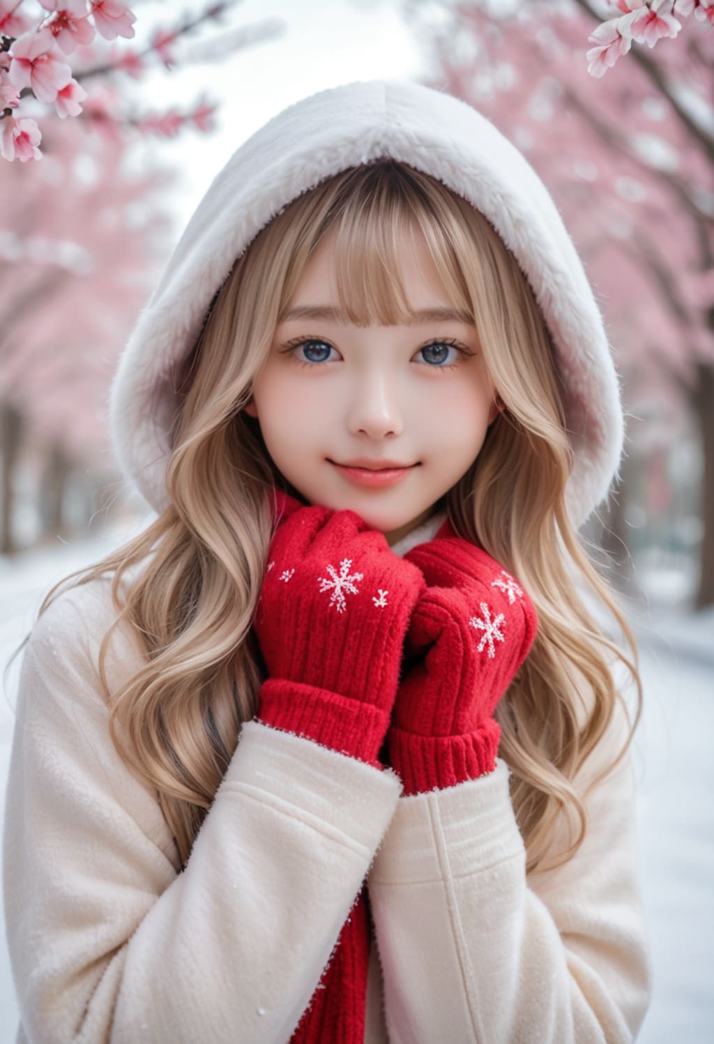 雪の中で咲く桜…君と一緒に、この瞬間を永遠に♡