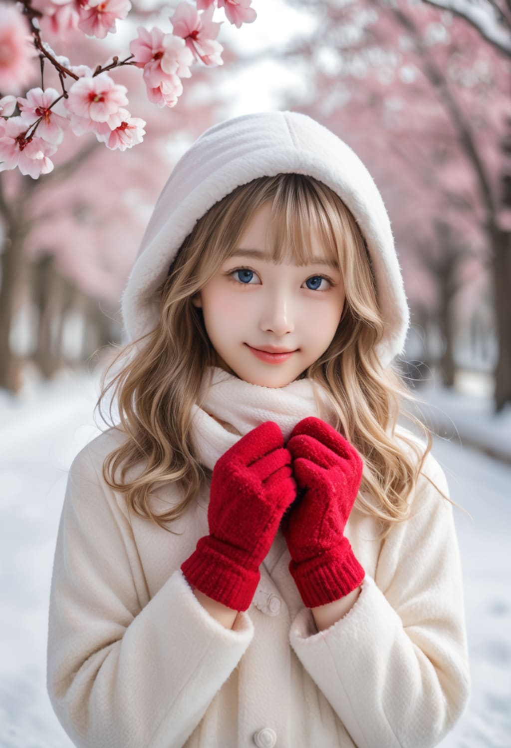 雪の中で咲く桜…君と一緒に、この瞬間を永遠に♡