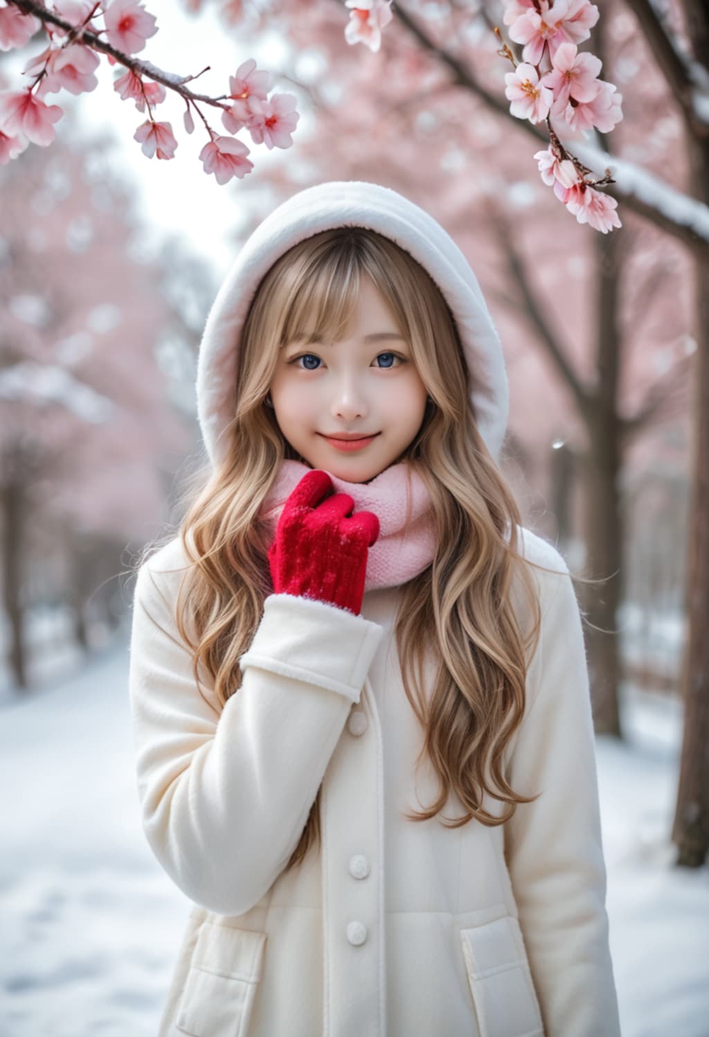 雪の中で咲く桜…君と一緒に、この瞬間を永遠に♡
