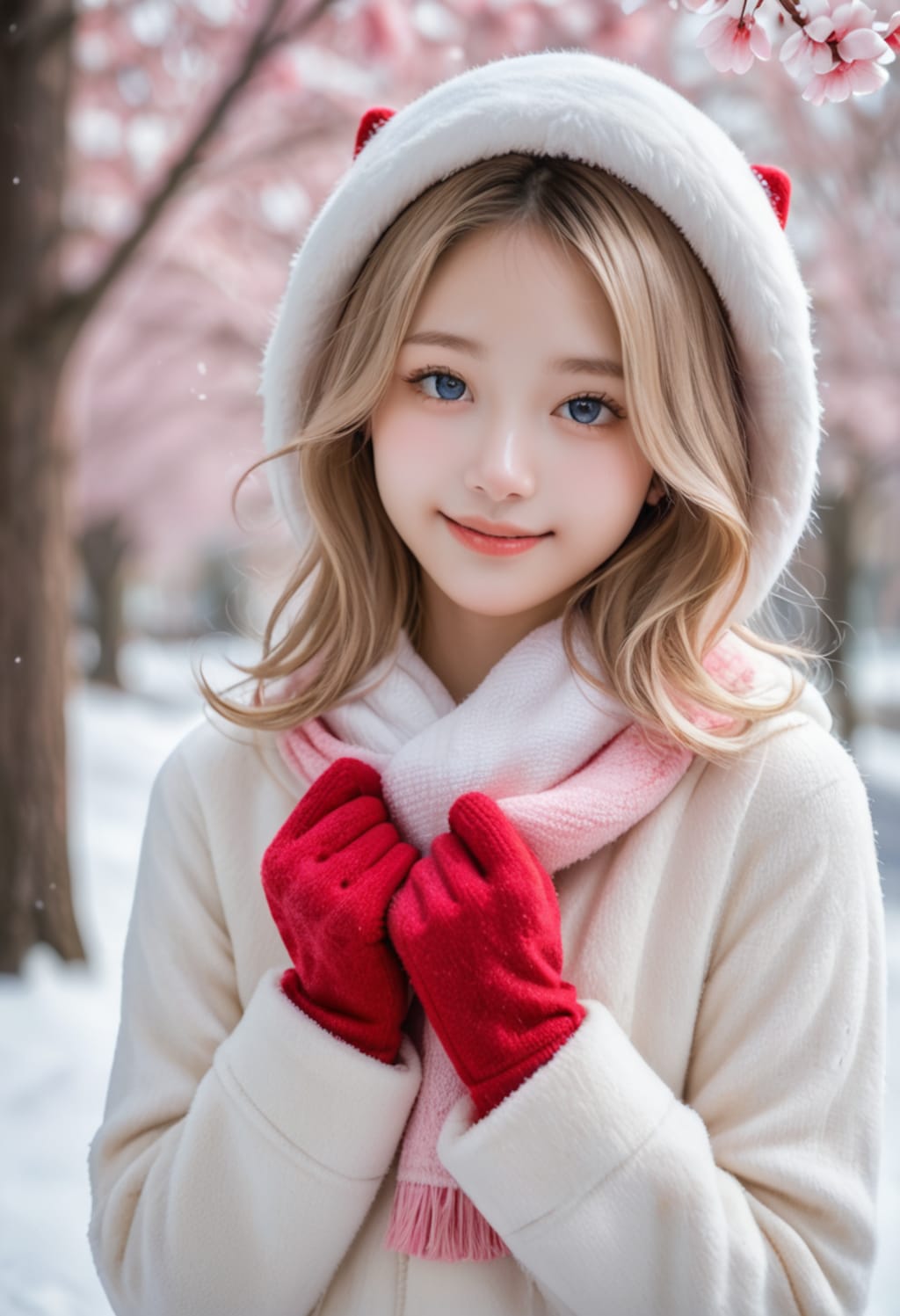 雪の中で咲く桜…君と一緒に、この瞬間を永遠に♡