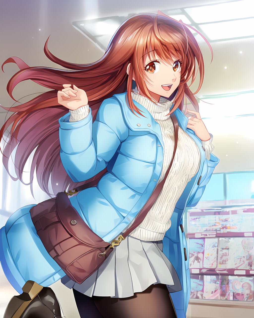 ☕️朝のコンビニでばったり✨パステルコートの通勤コーデ