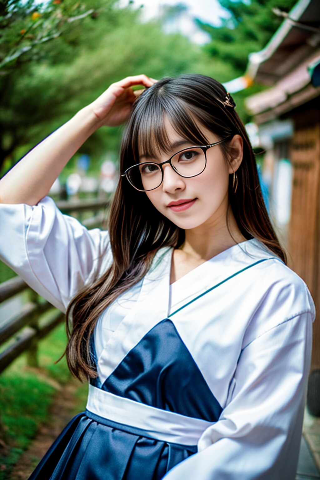 韓国風眼鏡女子