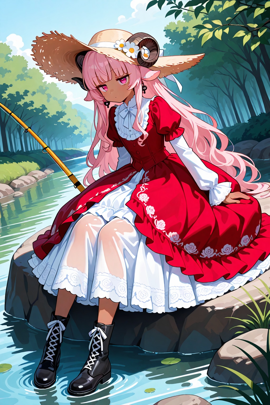 Fishing on a river