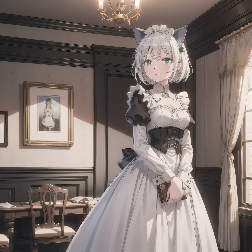 銀髪ボブでメイド服の少女５