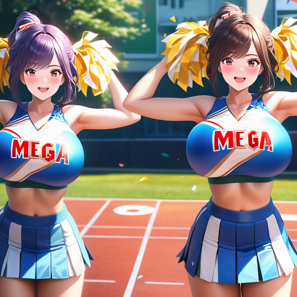 MEGA高校の爆乳女子高生チアガールたちの応援トレーニング