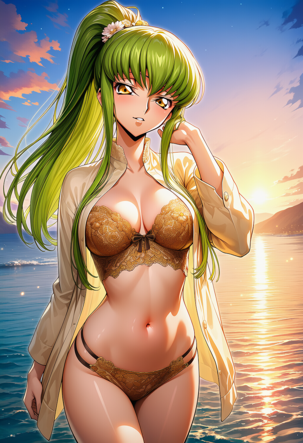 金砂の坂道に滲む余熱 — Golden Slope, Velvet Glow