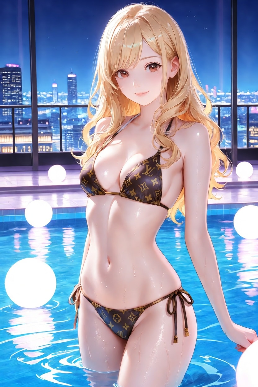 モノグラム柄ビキニに身を包む心愛ちゃん