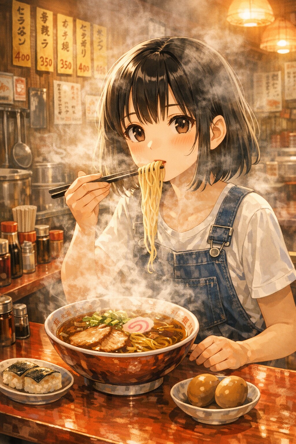 和歌山ラーメンを食べている女の子 | の人気AIイラスト・グラビア