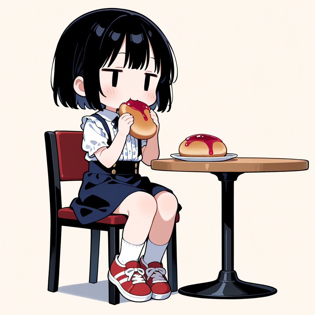 ジャムパンを食べる