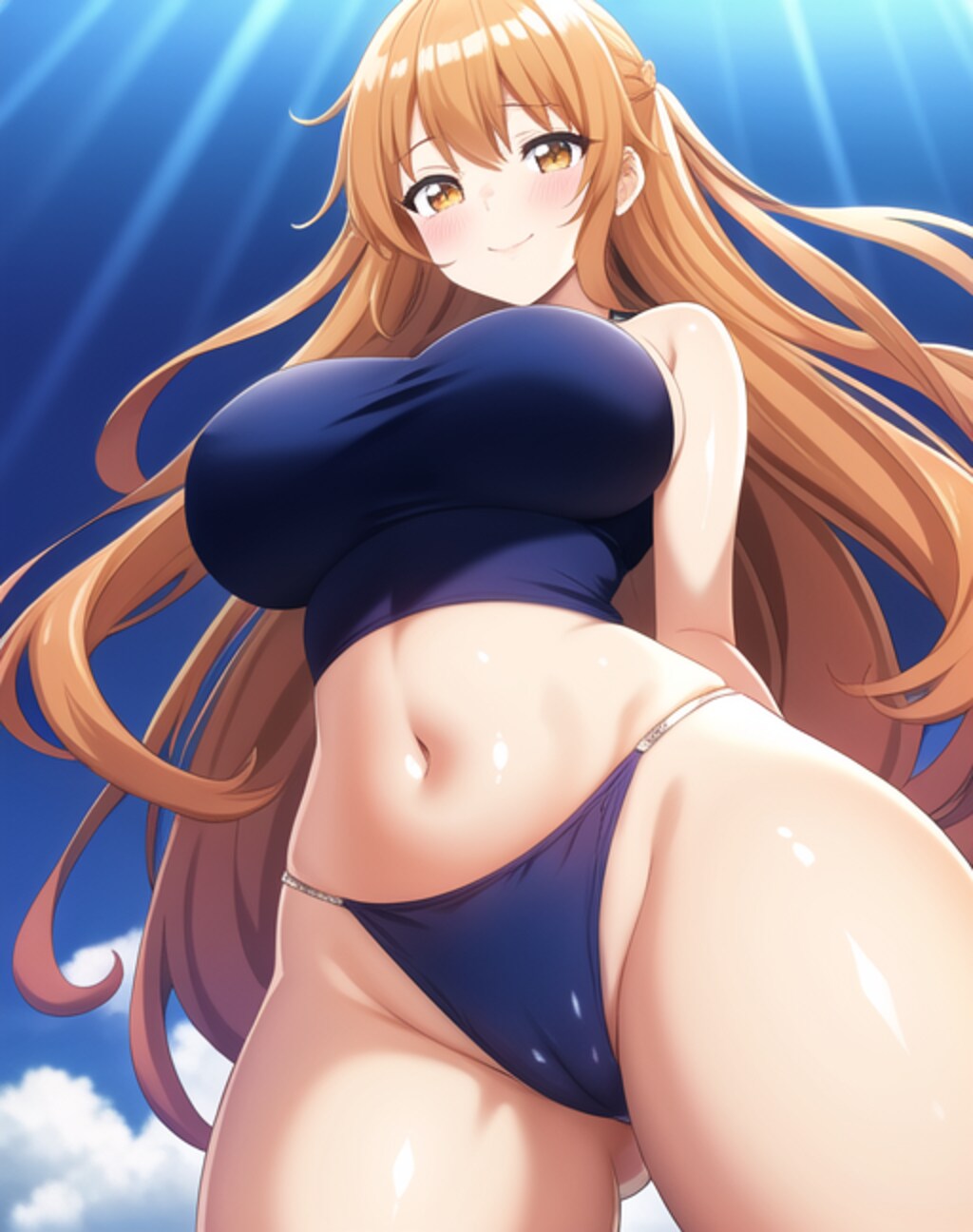 下から見上げるなんてエッチなんだから…