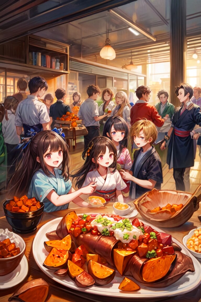 みんなで焼き芋を食べよう★（４枚）レトロモダン街シリーズ67