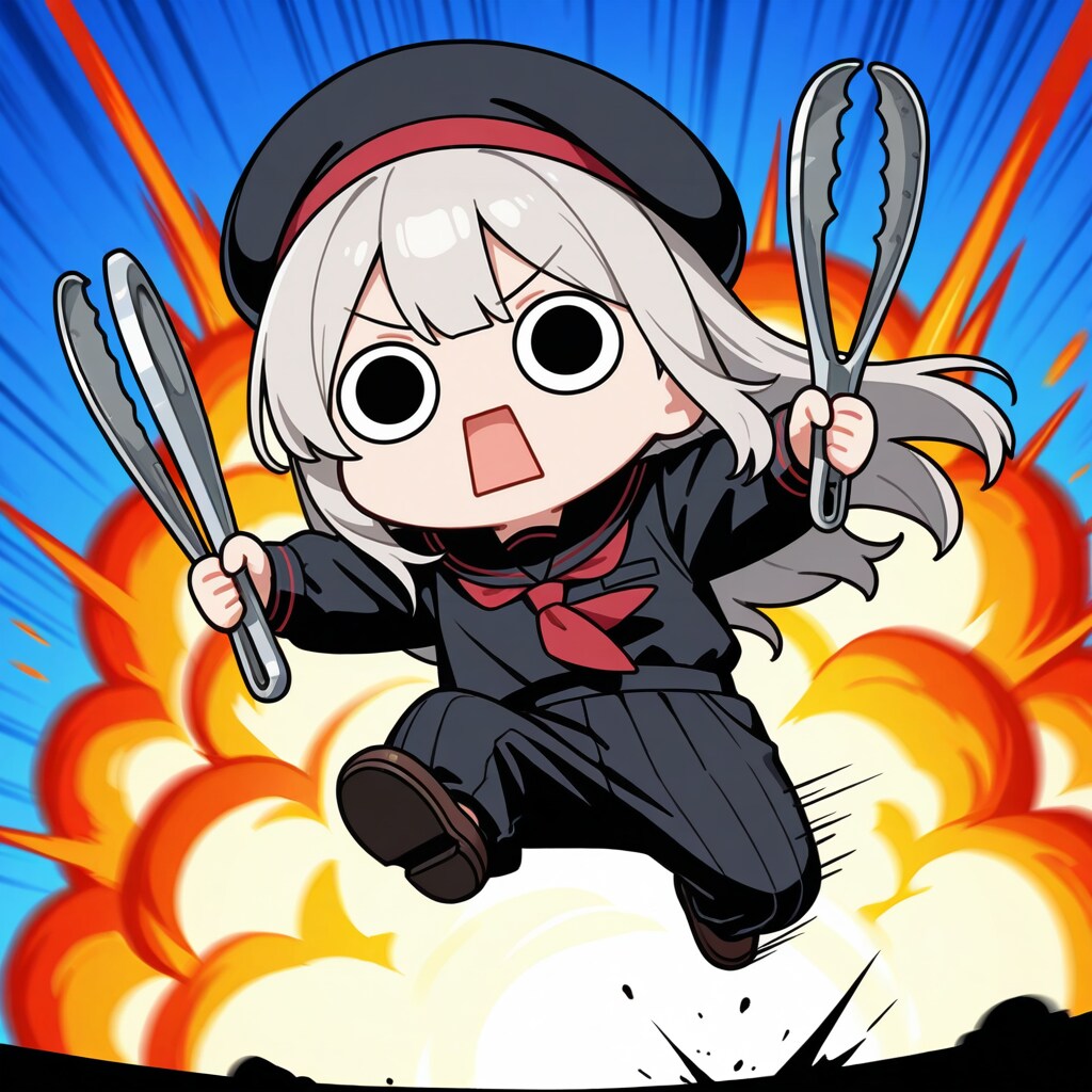 トング二刀流で暴れ出してしまいよったえらいこっちゃ嬢