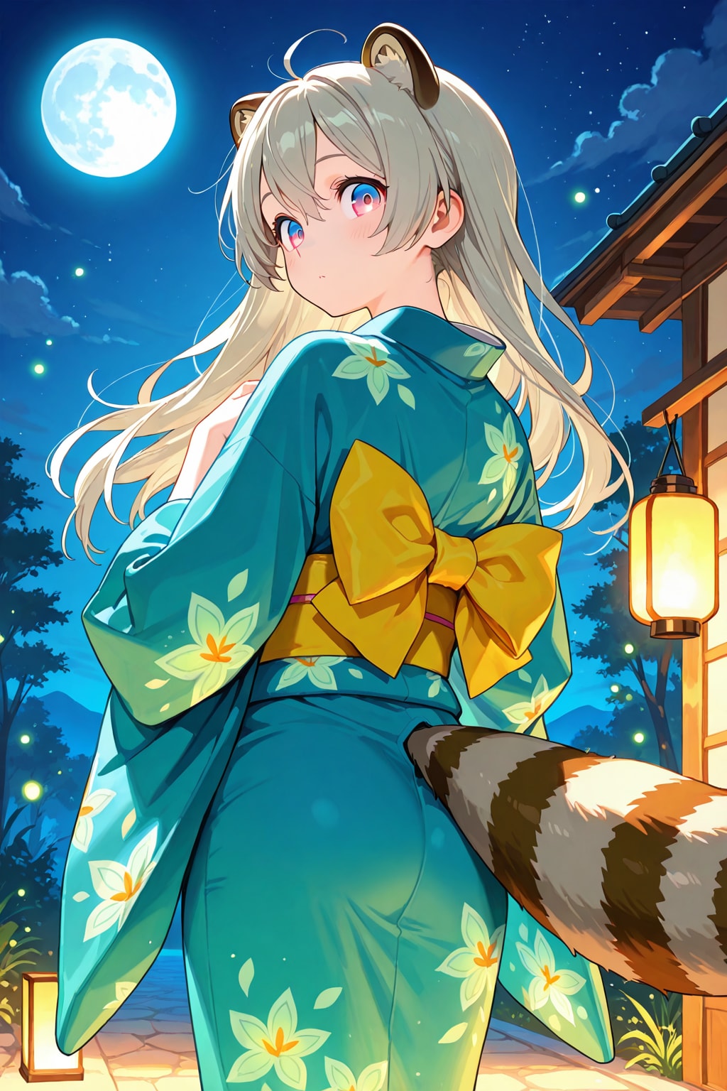 蛍と月と狸