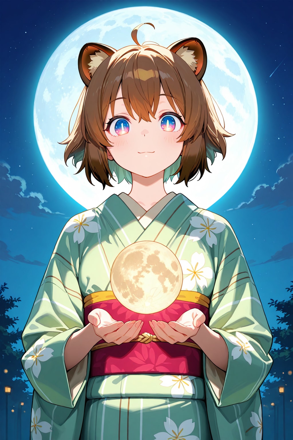 蛍と月と狸
