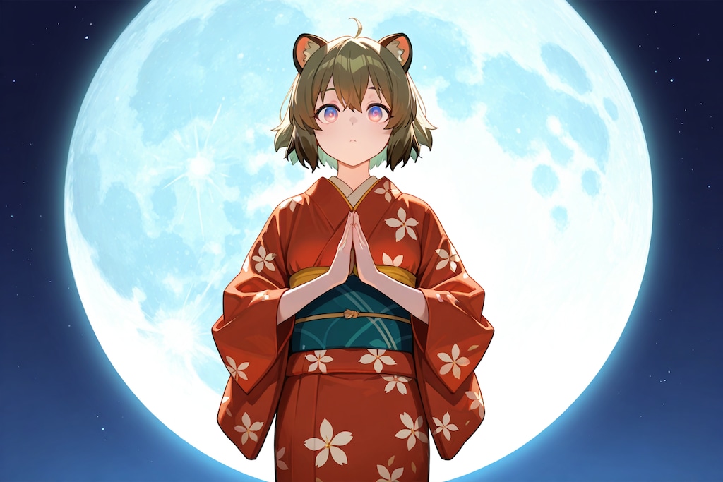蛍と月と狸