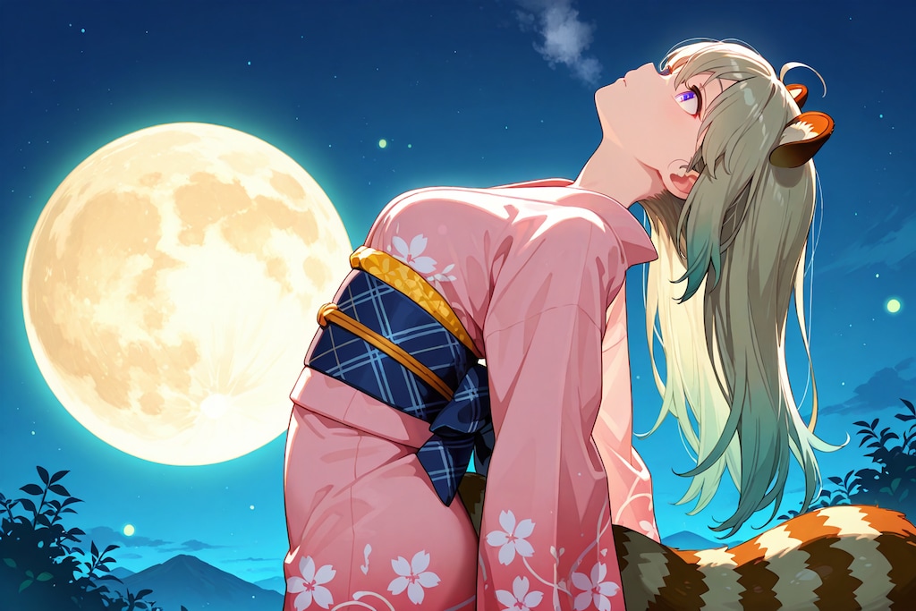 蛍と月と狸