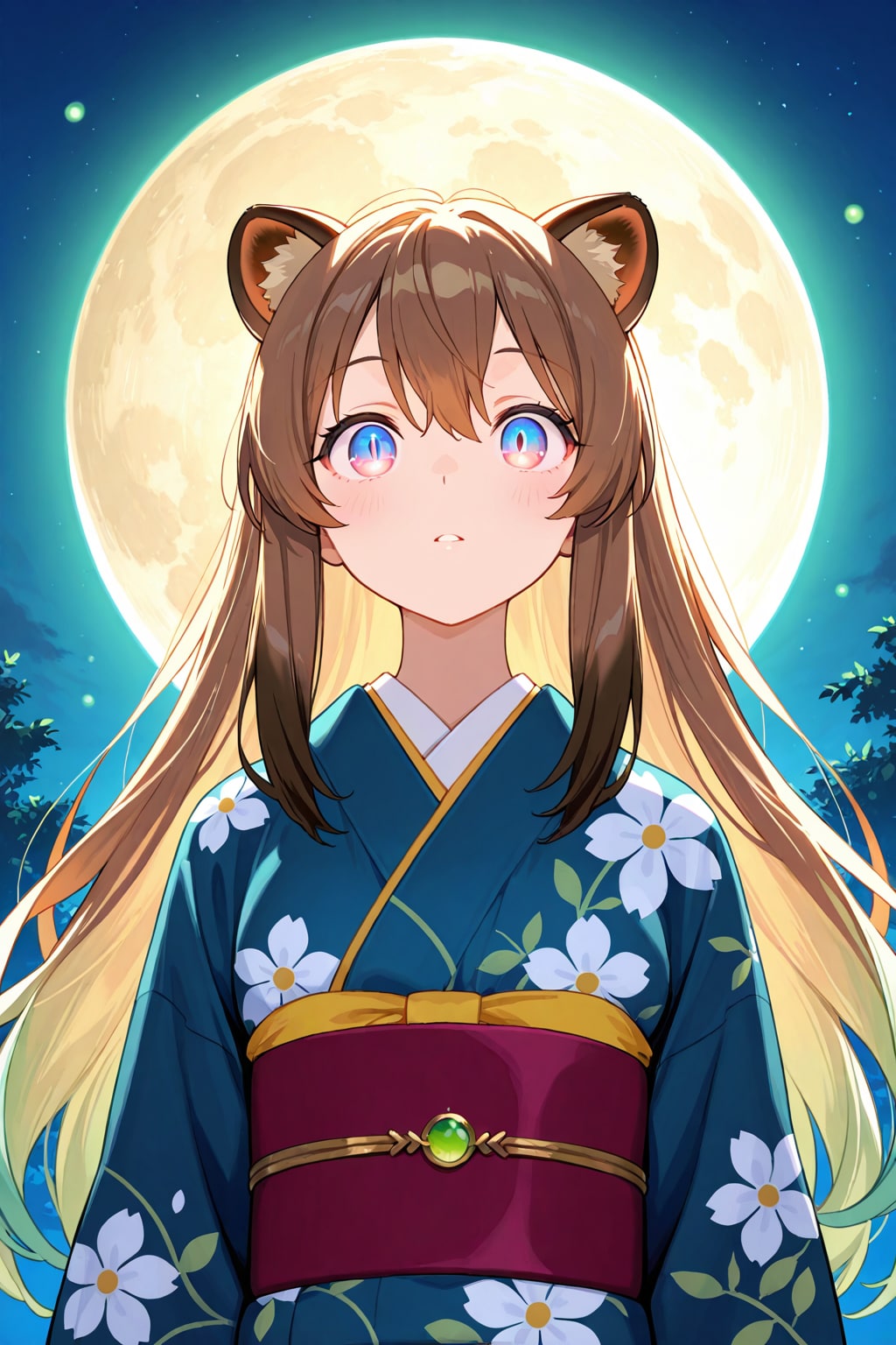 蛍と月と狸