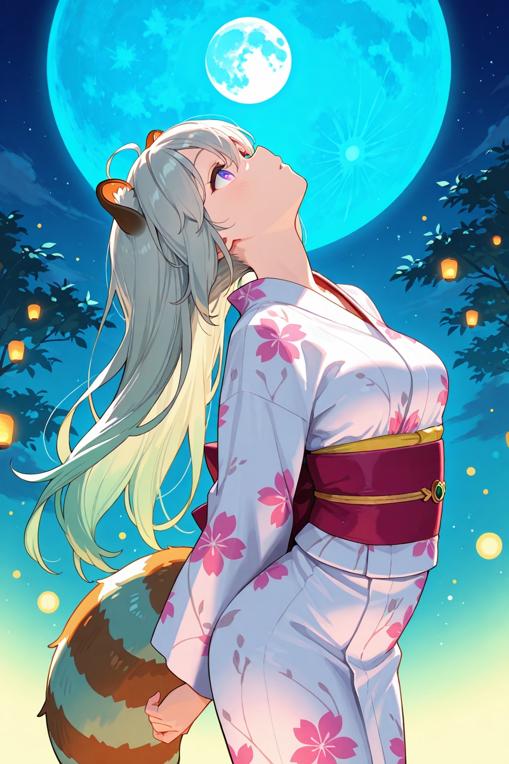 蛍と月と狸