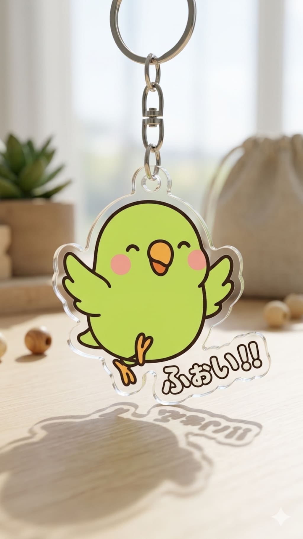 喋るインコのアクリルキーホルダー