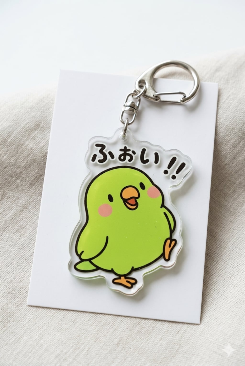 喋るインコのアクリルキーホルダー