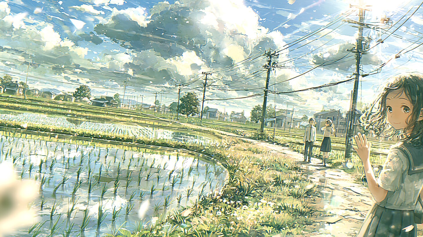 雨上がりの通学路