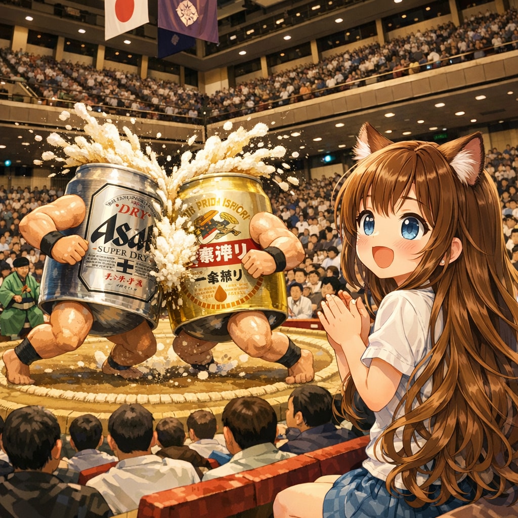 相撲を観戦する小さな女の子