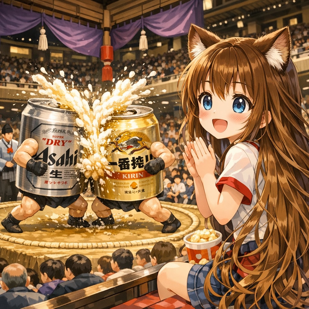 相撲を観戦する小さな女の子
