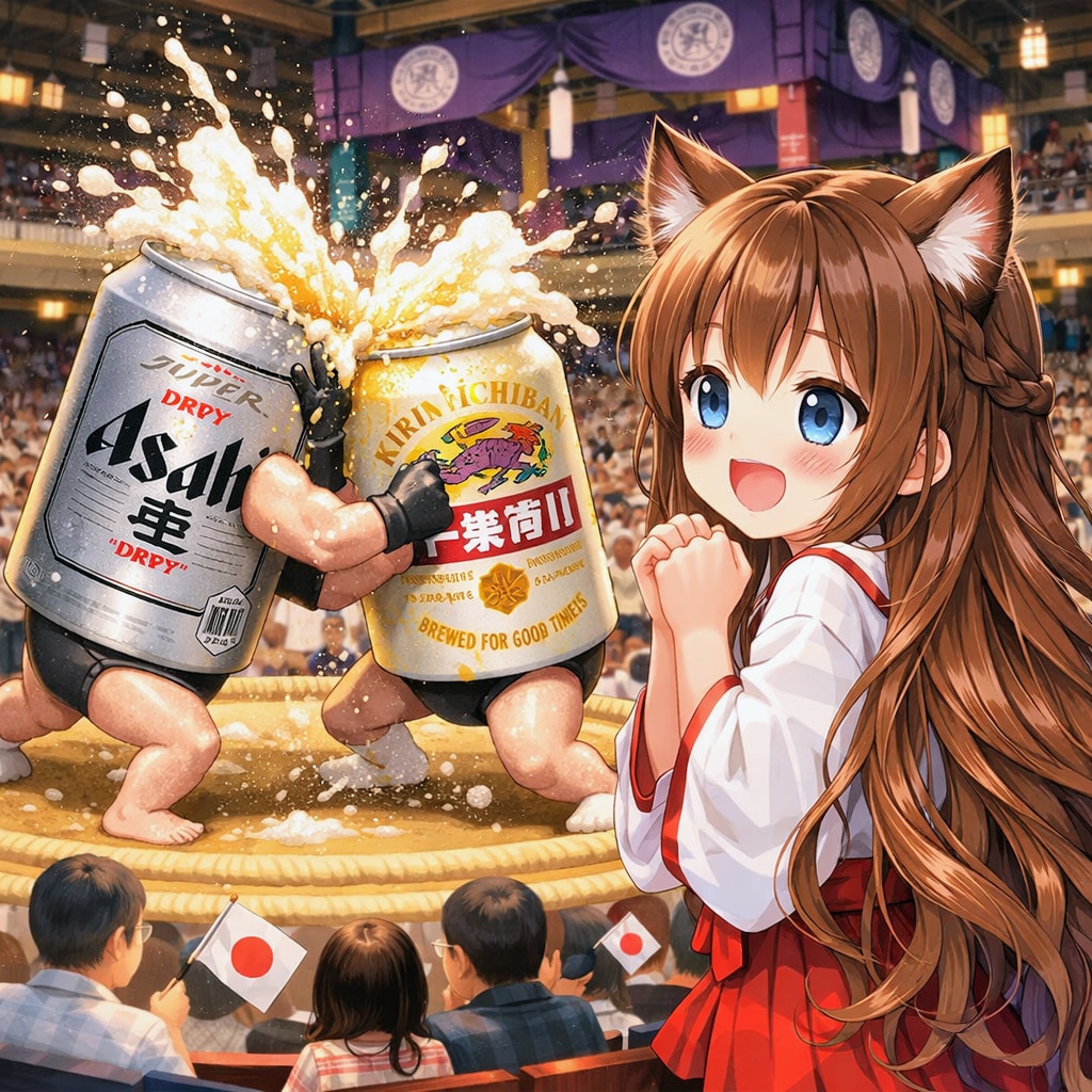 相撲を観戦する小さな女の子
