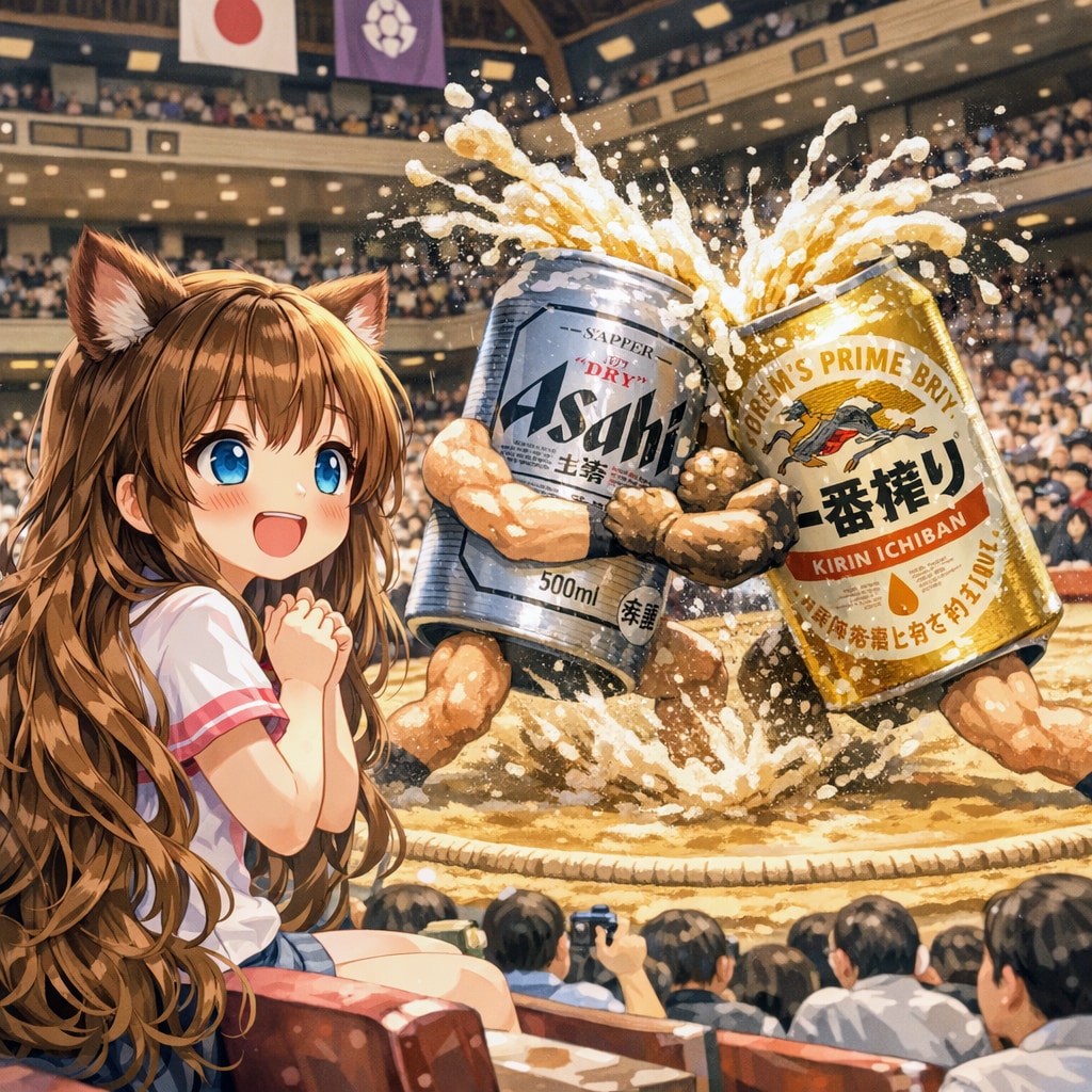 相撲を観戦する小さな女の子
