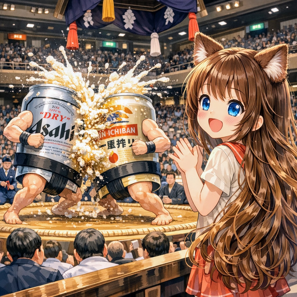 相撲を観戦する小さな女の子
