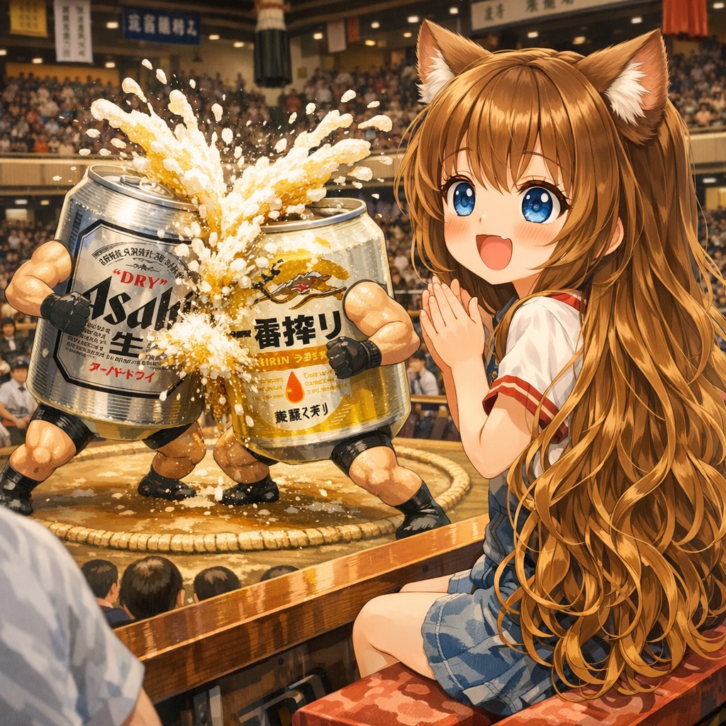 相撲を観戦する小さな女の子