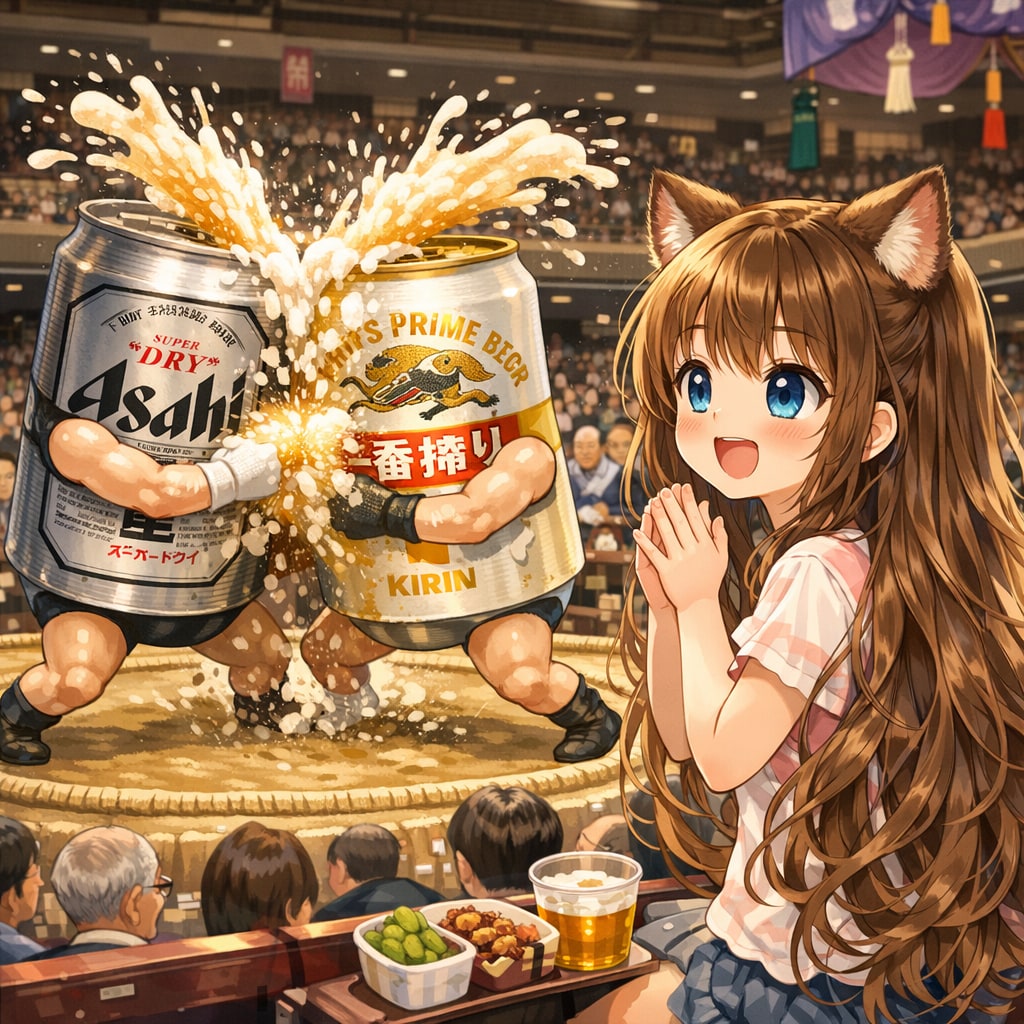 相撲を観戦する小さな女の子