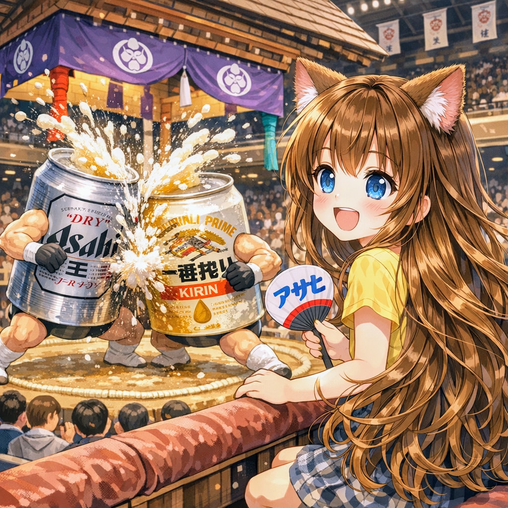相撲を観戦する小さな女の子
