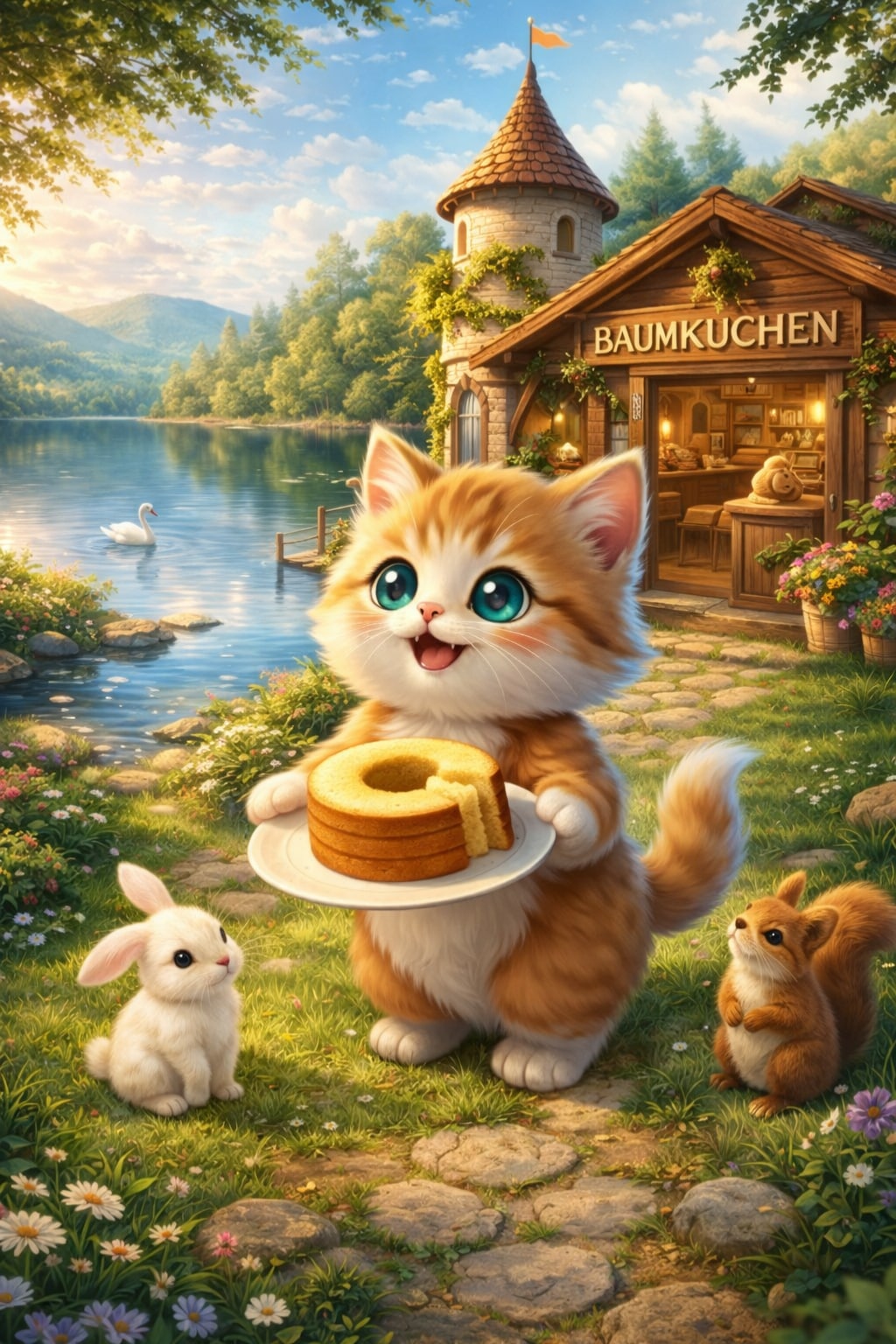 仔猫店主の湖畔のバウムクーヘン