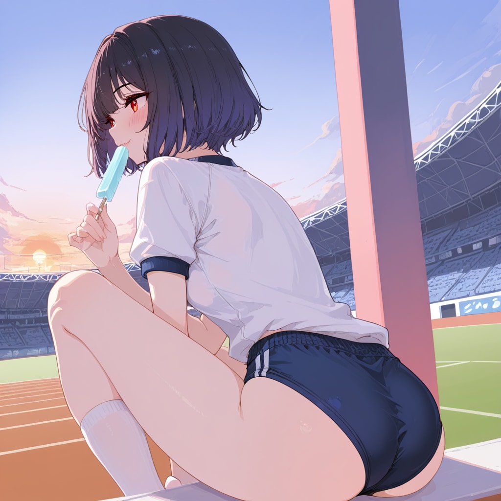 夕焼けとアイス ~ 黒髪ボブのブルマ娘１３２ ~