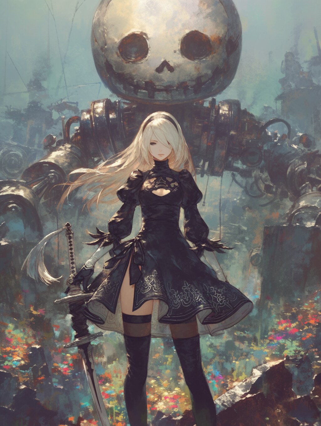 目隠しを撮ったNieR:Automata