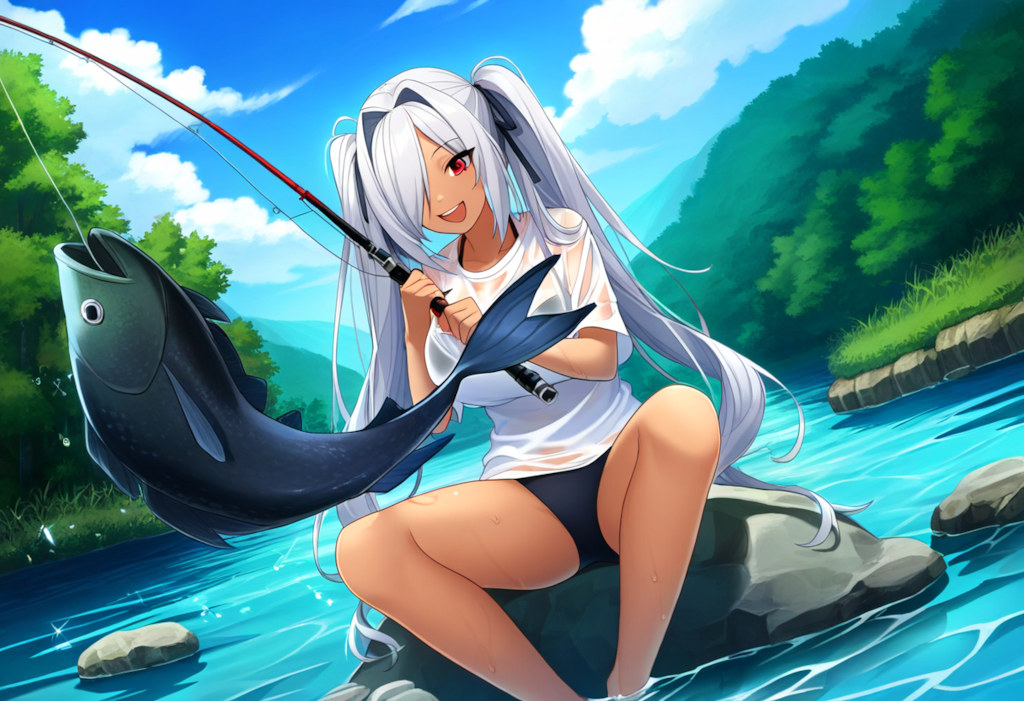 見て見て～♪釣れたよ～♪