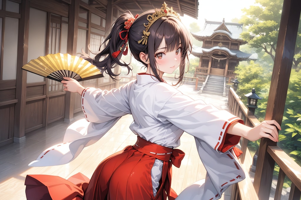 巫女神楽（巫女舞）奉納巫女さん。（LARIMAR）