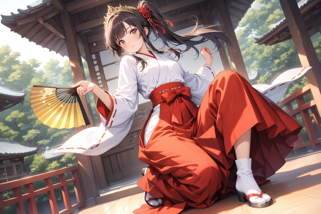 巫女神楽（巫女舞）奉納巫女さん。（LARIMAR）