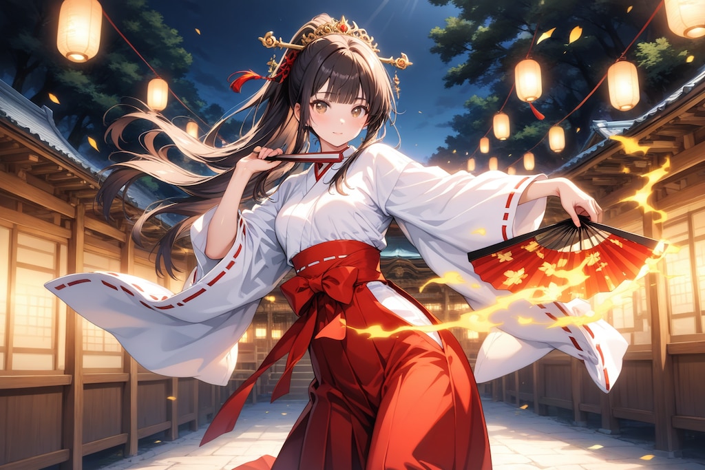 巫女神楽（巫女舞）奉納巫女さん。（LARIMAR）