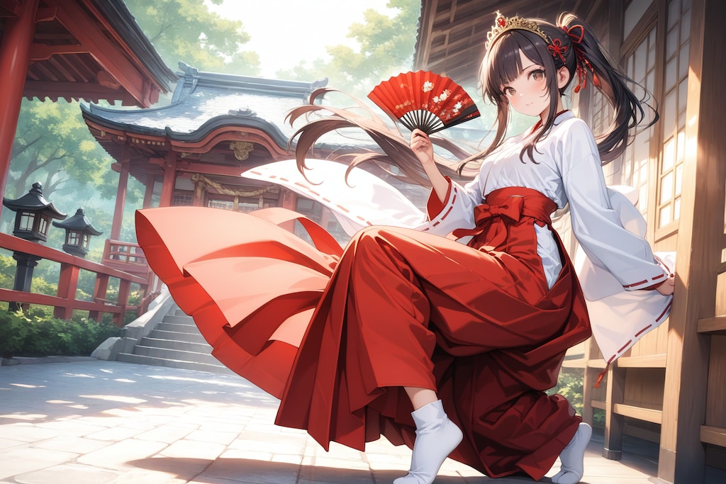 巫女神楽（巫女舞）奉納巫女さん。（LARIMAR）