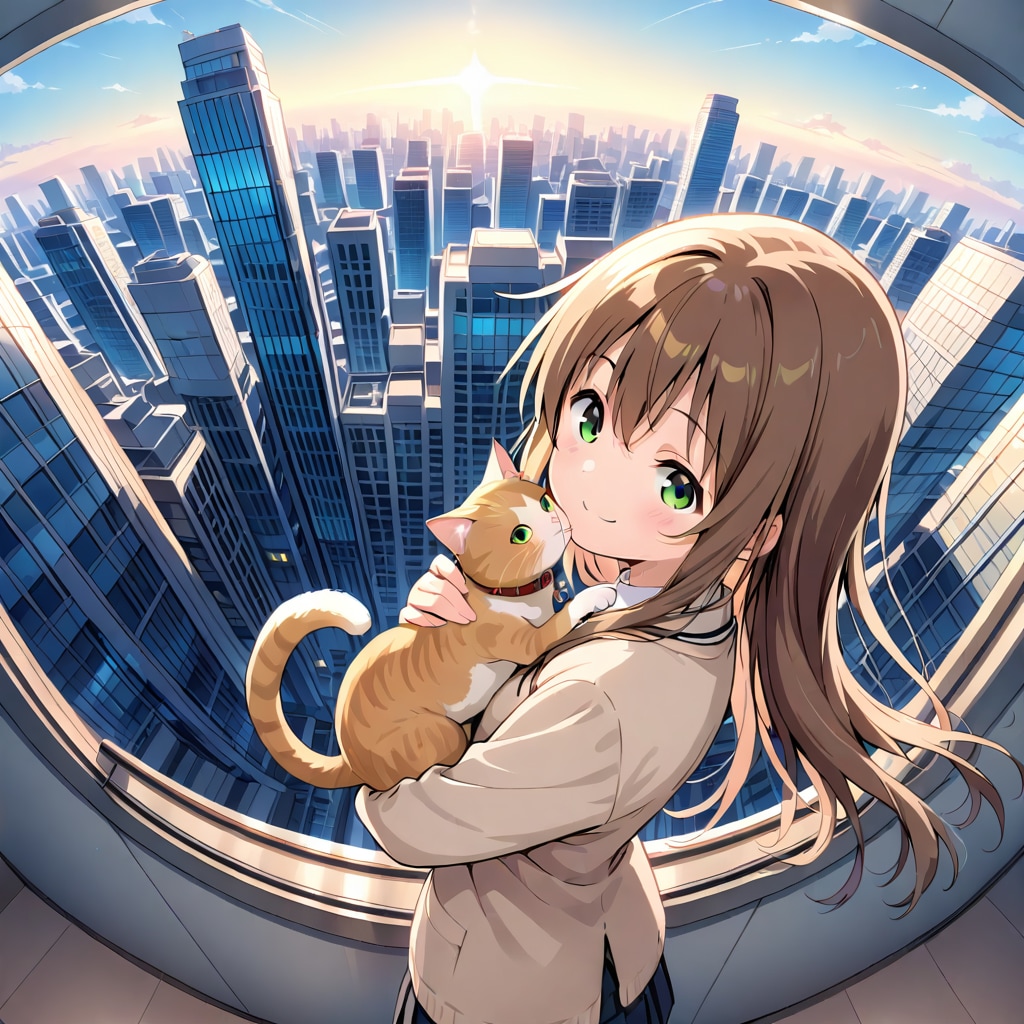 展望台で猫を愛でる