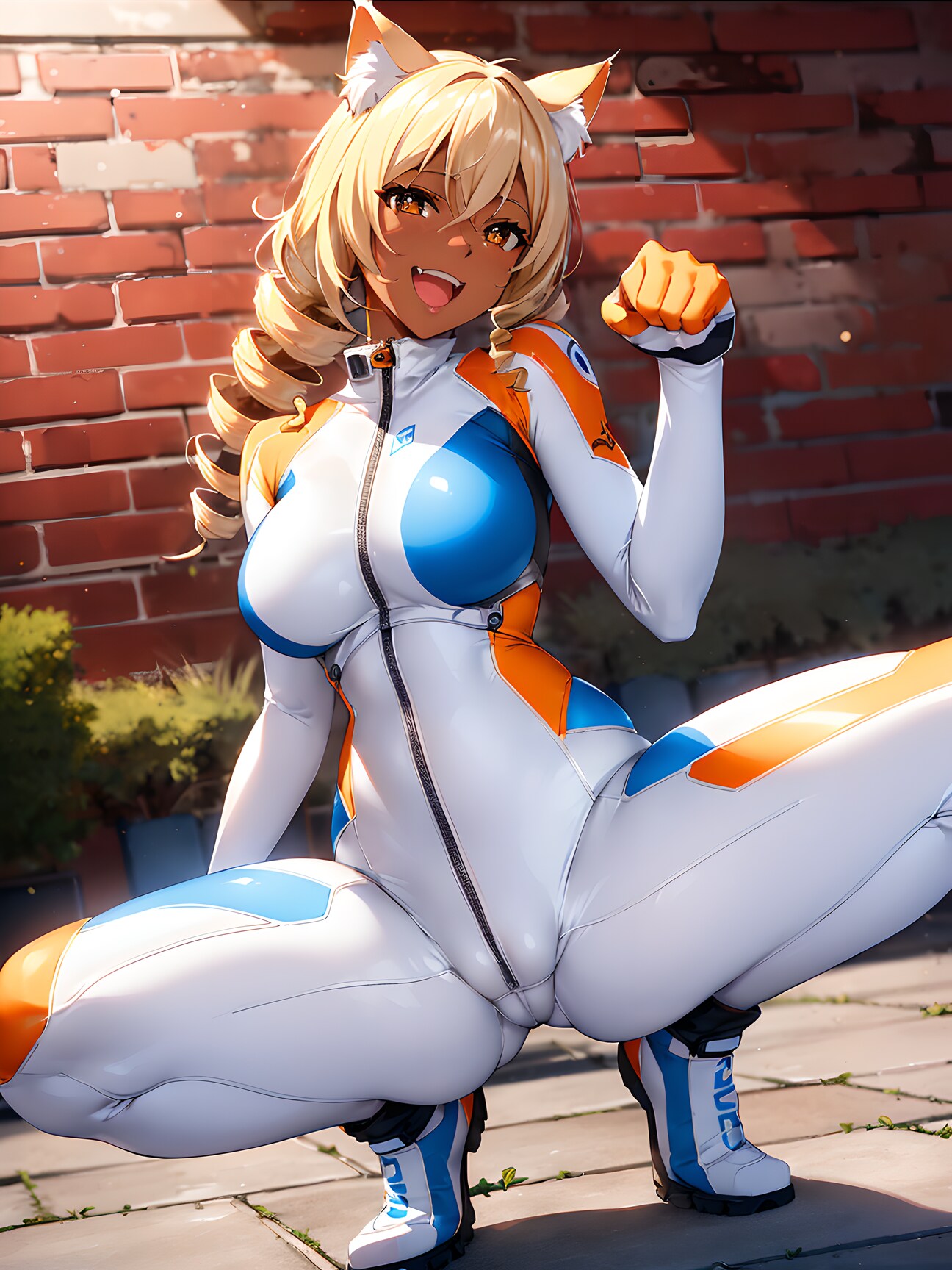ケモ耳レーシングスーツガール