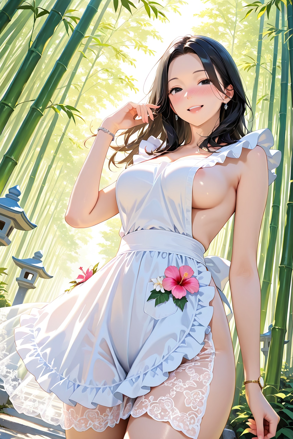 ギリギリ・エプロンのお姉さん♡