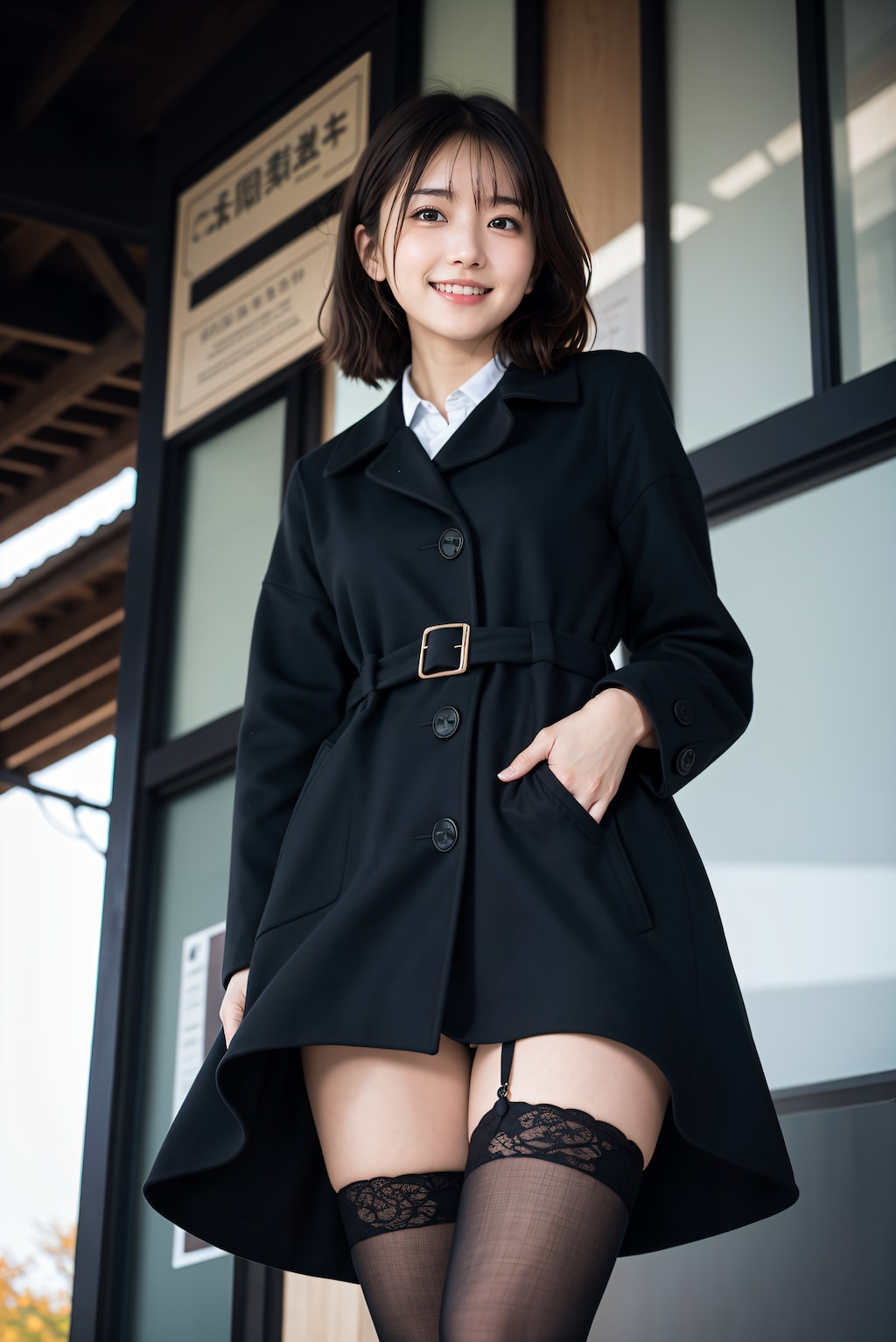 タイツ × コートでお散歩