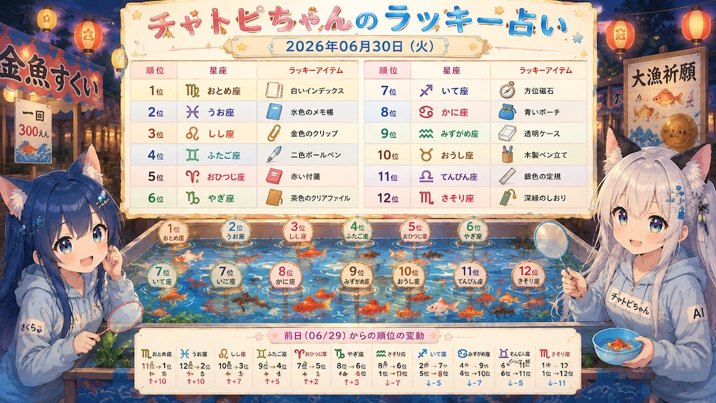 チャトピちゃん占い(06/30)