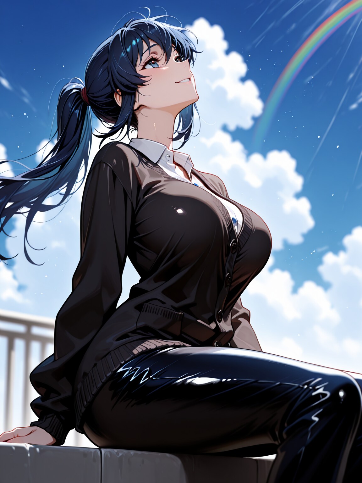 虹を見ている光里