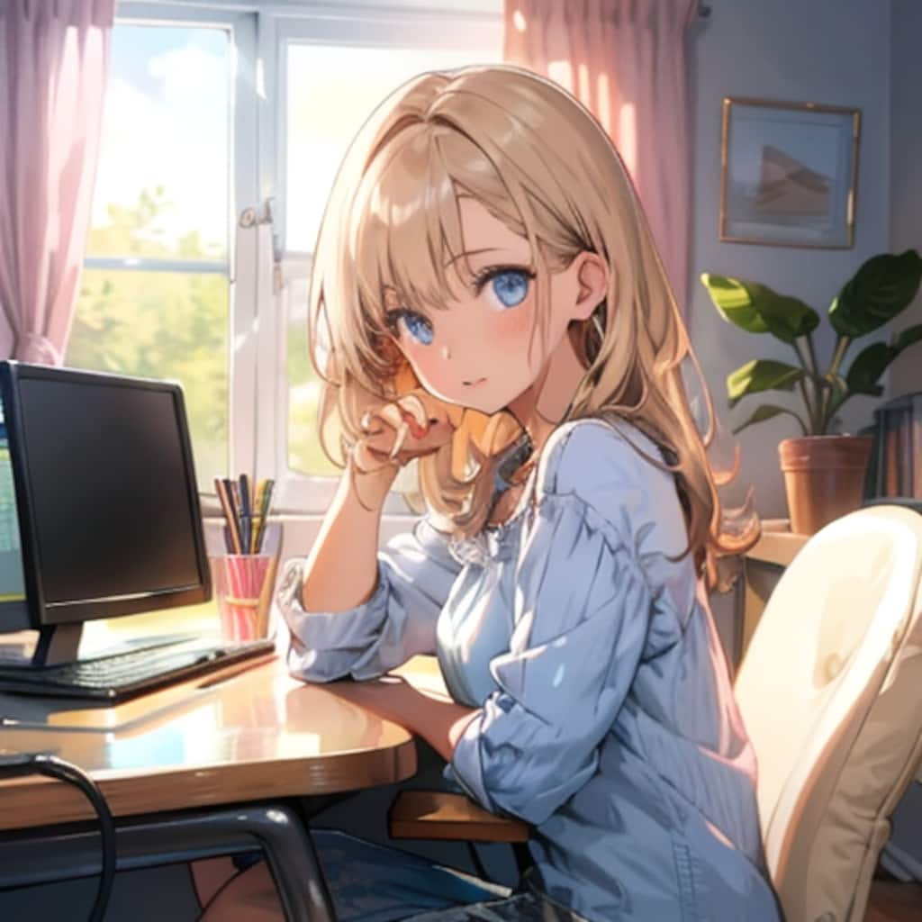 在宅ワークをするTOPAZちゃん