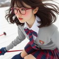 眼鏡女子 楓のスキー 7枚目