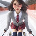 眼鏡女子 楓のスキー 8枚目